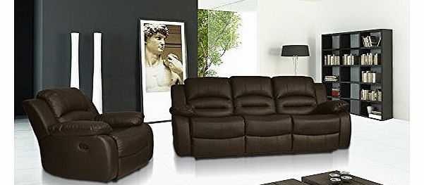 Lovesofas Wiltshire 3 1 seater leather recliner sofa suite in Brown