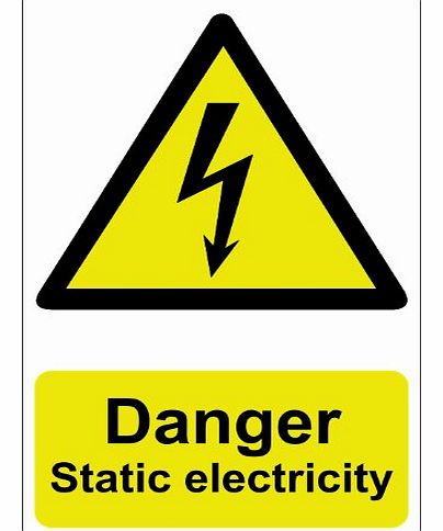 danger Static electricity sign 1mm rigid PVC self adhesive backing 200 x 300mm