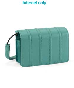 Luxe Leather Camera Pouch - Light Teal