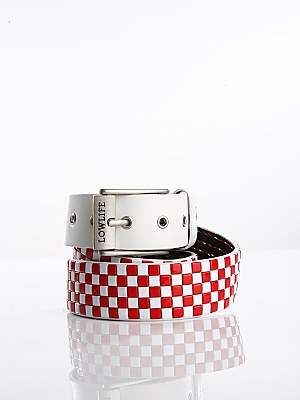 Lowlife Square Checker White With White/Red Studs