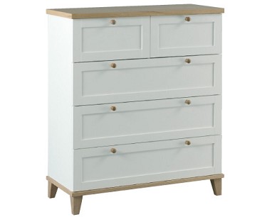 Boston White Chest of Drawers With Ash Detail