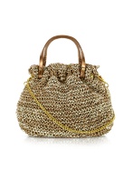 Karen - Metallic Bronze Knit Leather Mini Bag