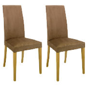 Pair of Chairs Oak & Chocolate Faux Suede