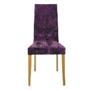 Pair Of Chairs, Oak Leg & Aubergine Velvet