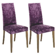 Pair Of Chairs, Walnut Leg & Aubergine