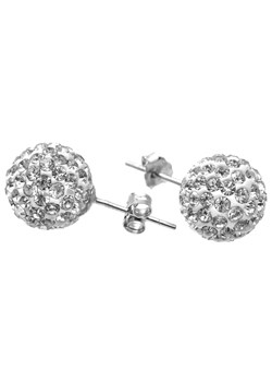 Silver 10mm White Crystal Stud