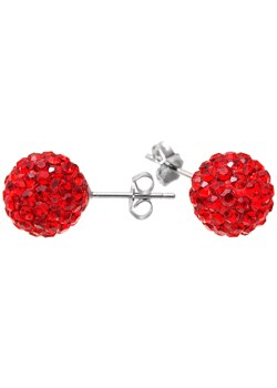 Silver 8mm Red Crystal Stud Earrings