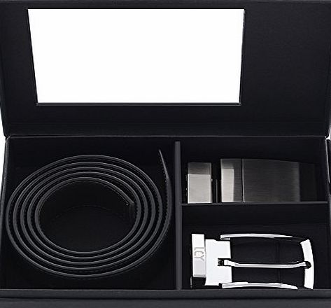 LUCHENGYI Mens Leather Belt Gfit Set Pin Buckle and Plate Buckle Gift for Christmas