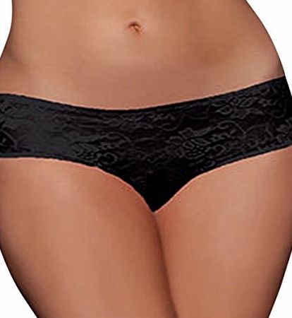 luckyemporia Sexy Crotchless Flower Knickers Underwear Open Crotch Panties Thongs G string Ladies Women All Sizes (10-12, Black)