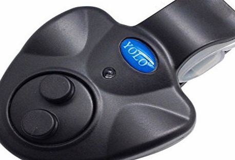LUFA Electronic Fishing Bite Alarm LED Light Bell Clip on Fishing Rod Black Blackamp;3.1*2.6*2.1 inches