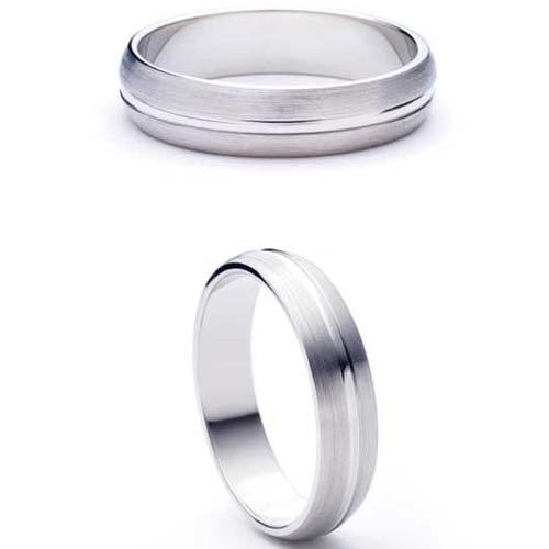 4mm Heavy D Shape Luna Wedding Band Ring In 18 Ct White Gold