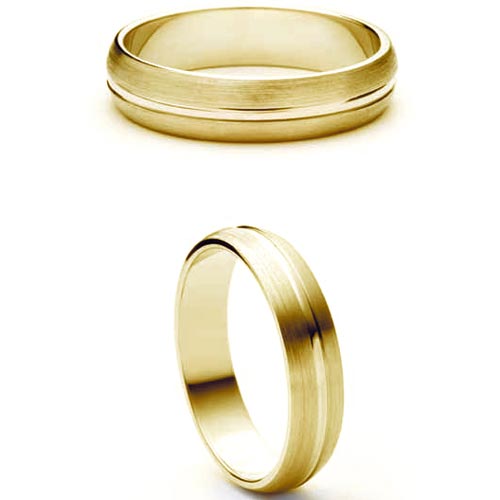 4mm Medium Court Luna Wedding Band Ring In 18 Ct Yellow Gold