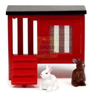 Lundby Dolls House Sm land 2 Rabbits and Hutch