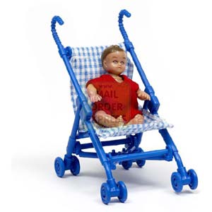 Dolls House Sm land Pushchair and Baby