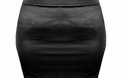 Lush Clothing B37-Black Wet Look Shinny Faux Leather Short Pvc Mini Skirt-Size-New - M/L=Uk 12-14