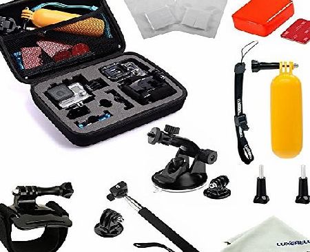 Luxebell 7in1 Gopro Accessories kits Floating Handle Grip   Extendable Handheld Monopod   Adjustable Wrist Strap Mount   Floaty Sponge   Gopro Anti-fog Insert  Shockproof Protective Bag Carry Case  