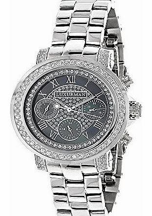 LUXURMAN  Diamond Watches: Ladies Steel Bracelet Watch 2ct