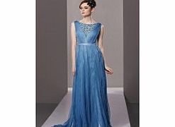 Luxury Bateau Sleeveless Sequins Evening Dresses