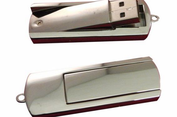 Luxury Engraved Gifts UK Custom engraved / personalised chrome 8GB USB swivel memory stick flash drive with keyring attachment in velvet gift pouch - Ref usb-swiv