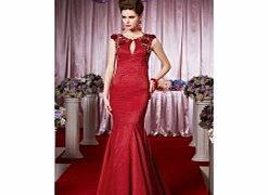 Luxury Scoop Sleeveless Satin Evening Dresses Red