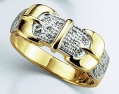 9-carat diamond-set double buckle ring