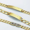 LXDirect 9-carat gold solid curb diamond-set ID bracelet