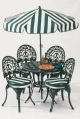 cast-aluminium table and four chairs - green