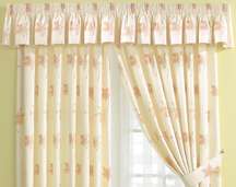 mosaic pleated curtains and tie-backs