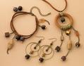 wooden bracelet pendant and earring set