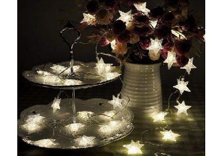 4m 13ft 40LED Waterproof Battery Particle Five-pointed Star Operated Fairy String Lights for Outdoor Indoor Wedding Garden Home Party Christmas Decoration (Warm White)