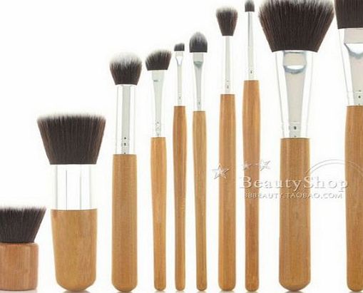 LyDia Beauty Natural Bamboo Handles Super Soft Bristles Eco-friendly 10 pcs Makeup Brush Set