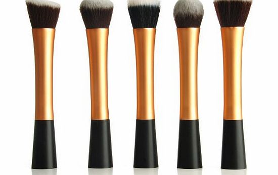 LyDia Beauty NEW Professional 5pcs ROSE GOLD flat top foundation/angled blusher/face powder makeup brush set