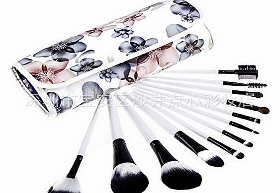 Professional 12pcs Blue/Brown In Bloom Make Up Cosmetic Makeup Brushes Kit Set with Case