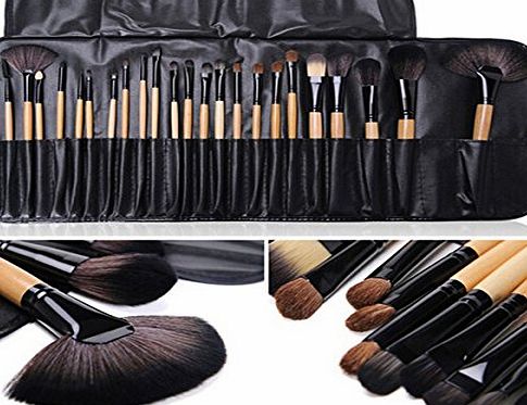LyDia Beauty Professional 24pcs Natural Wooden handle Black/brown Make Up Brush Set with Case