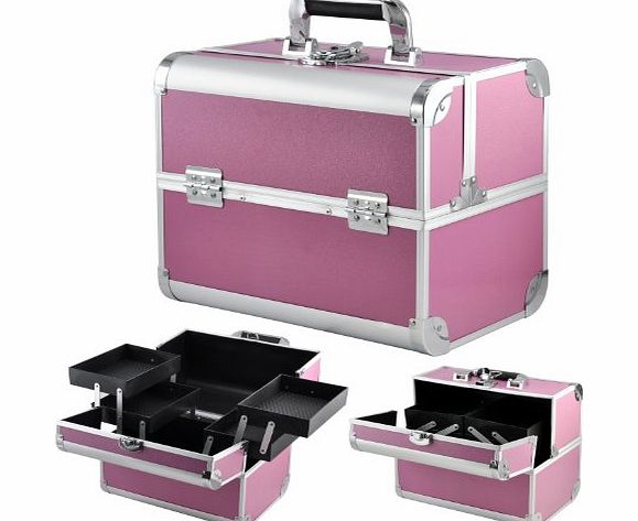 LYNCOL Beauty Box Make up Vanity Case Cosmetic Bag Nail Tech Hair Salon Jewelry Case Pink