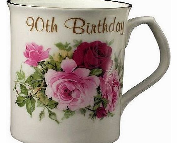 Lyndas Gifts 90th Birthday gift Mug in bone china