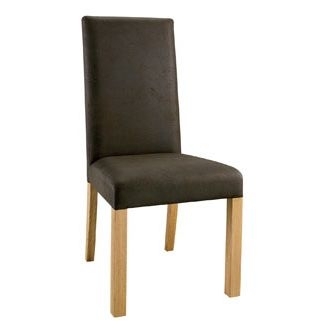 Oak Large Fabric Dining Chairs - Bison -