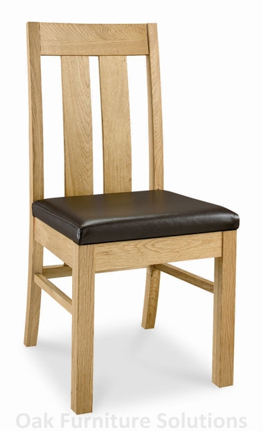 Oak Slatted Dining Chairs - Pair