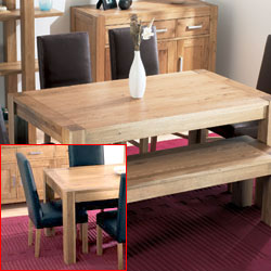 Oak Small Dining Table & 4 Large Leather