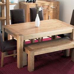 Oak Small Dining Table & 4 Slatted Backed