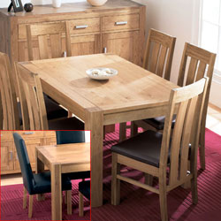 Oak Small Dining Table & 6 Large Leather
