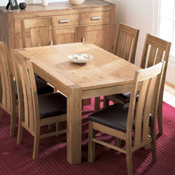 Oak Small Dining Table & 6 Slatted Back