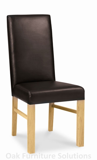 Oak Standard Leather Dining Chairs - Brown