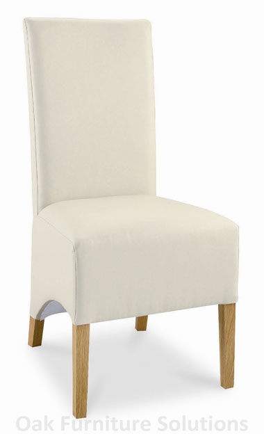 Lyon Oak Wing Back Faux Leather Dining Chairs -