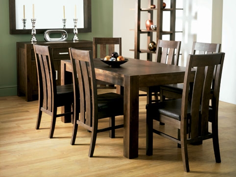lyon Walnut Dining Table 150cm and 6 Slatted