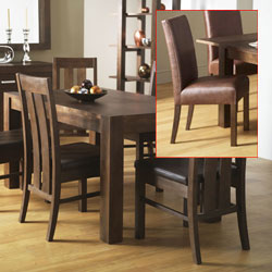 Lyon Walnut Small Dining Table & 6 Grand Leather