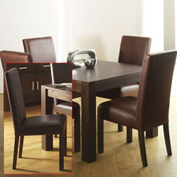 Walnut Square Dining Table & 4 Large