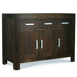 Rustic walnut veneers set in large solid American Oak frames in a rich walnut finish combined with c
