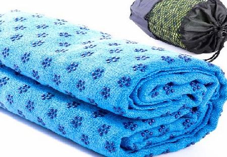 Macallen Non-Slip Yoga Towel Mat with Bag, 63 x 180cm, Available in Four Colours (Blue)
