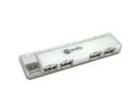 MACALLY WSL. 4 Port USB2.0 Hi-Speed portable slim hub with UK AC Power Adaptor - Silver